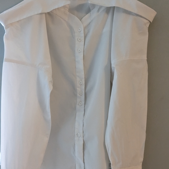 Mango spaghetti strap off shoulder  white shirt size M us 6 - Picture 2 of 3